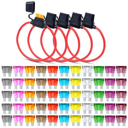 Pack of 5 Inline Fuse Holder 14AWG 1FT – Heavy Duty Automotive Blade Fuse Holder 2A/3A/5A/7.5A/10A/15A/20A/25A/30A/35A/40A Ideal for Car, Marine, Solar, and RV Applications - size: 14AWG (5 Pcs)