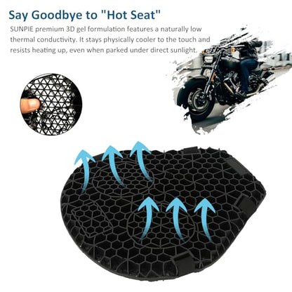 SUNPIE Motorcycle Seat Cushion Universal 3D Gel Honeycomb Motorcycle Seat Cover Breathable and Comfortable Large Seat Cushion Pad