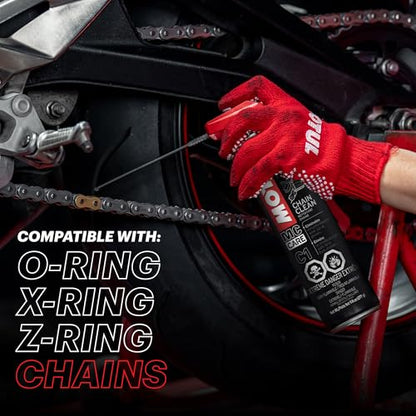 Motul Motorcycle Chain Care Bundle – C1 Chain Cleaner (2-Pack) + C2 Chain Lube Kit w/Brush & Gloves – Complete Road Motorcycle Maintenance Kit