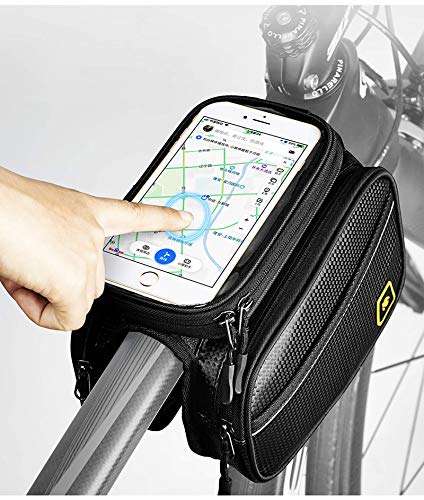Bike Phone Front Frame Bag Waterproof Bicycle Handlebar Bag with Touch Screen Cell Phone case Holder Cycling storage Pouch for iPhone 16 17 Pro Max Air