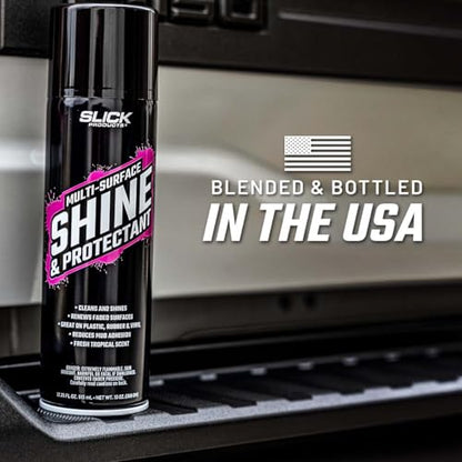 Slick Products Shine & Protectant Spray 17.35 FL OZ. - High Gloss Clear Coating Renew Vinyl, Plastic, Rubber, Trim, Tire, Car, Truck, Motorcycle, Dirt Bike (6-Pack) - size: 17.35 Fl Oz (Pack of 6)