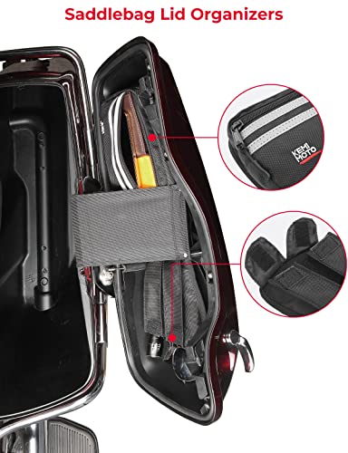 KEMIMOTO Saddlebag Lid Organizers 2 Pack Compatible with 2014-2023 Touring Street Glide Road Glide 2014-2024 Road King FLT FLH Black