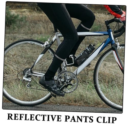 Happyyami 2pcs Bicycle Leg Band Cycling Equipment Reflective Bike Trouser Pant Clips Easy to Use for Cycling Ankles Safety Bands
