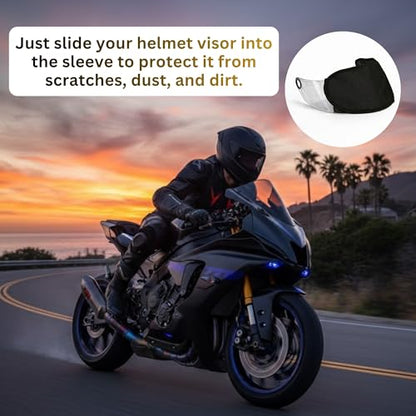 1 Pcs Motorcycle Helmet Visor Bags Sleeve for Storing and Carrying, Sturdy Scratch Resistant Face Shield Storage Case with Soft Fleece Lining, Lightweight Protective Pouch, Black