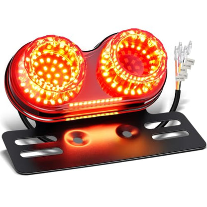 PBYMT Enhanced Motorcycle Tail Light, Break light Running Lights, IP67 Waterproof Turn Signals with License Plate Bracket Compatible with Street Bike Cruiser Chopper Bobber (Red, 108 LEDs) - color: Red