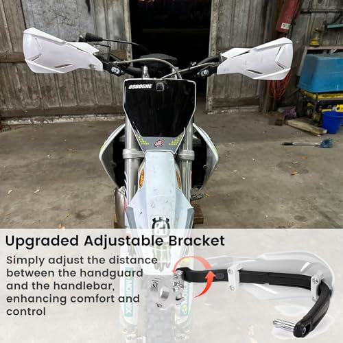 XINGWU Motorcycle Handguards Universal 7/8'' and 1 1/8'' Dirt Bike Hand Guards ATV Hand Protection for Sur Ron ATV CR CRF KXY Pit Bike Motocross Enduro Supermoto Racing - color: white