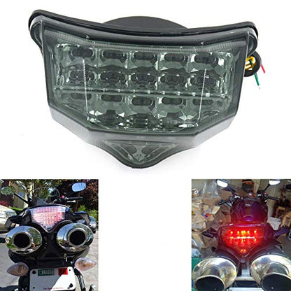 MZS Motorcycle Tail Light LED Integrated Turn Signal Blinker Smoke Compatible with FZ6 FZ-6 FAZER FZ600 2004 2005 2006 2007 2008 2009 - size: FZ6/FZ600