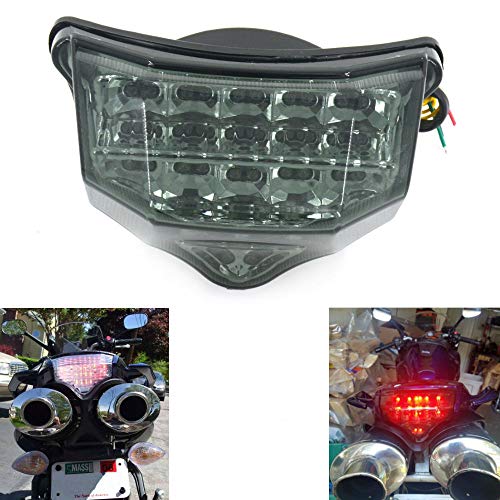 MZS Motorcycle Tail Light LED Integrated Turn Signal Blinker Smoke Compatible with FZ6 FZ-6 FAZER FZ600 2004 2005 2006 2007 2008 2009 - size: FZ6/FZ600