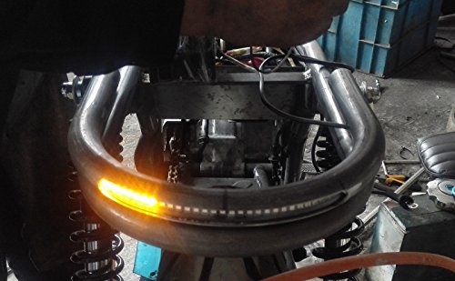 Retro Motorcycle Cafe Racer Seat Frame Hoop Brat Loop with LED Strip Brake Light Tail Light Turn Singal (7/8 inch Tube/Flat Loop/Width 195mm/7.68in) - size: 7/8 inch Tube/Flat Loop/Width 7.68 in
