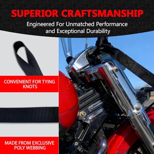 4 Pack Soft Loop Tie Down Straps, 3900 lbs Break Strength Heavy Duty Motorcycle Handlebar Straps for ATV, UTV, Dirt Bike, Trailer, Truck Bed, Kayak – Reliable Transport & Hauling