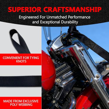 4 Pack Soft Loop Tie Down Straps, 3900 lbs Break Strength Heavy Duty Motorcycle Handlebar Straps for ATV, UTV, Dirt Bike, Trailer, Truck Bed, Kayak – Reliable Transport & Hauling
