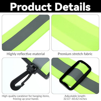 Reflective Sash for Walking at Night, Reflective Sash, Reflectives Belt, High Visibility Night Running Safety Gear for Men Women, Adjustable Strap with 2-Pack Belt and Armband for Walking Jogging