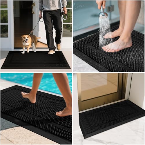 BEHERO Front Door Mat Outside Entrance, 36" x 17" Heavy Duty Rubber Outdoor Mats Enlarged for Entryway, Welcome Matt Outdoor, Dirt Trapping Waterproof - size: 1'5" x 3' (Rectangular)