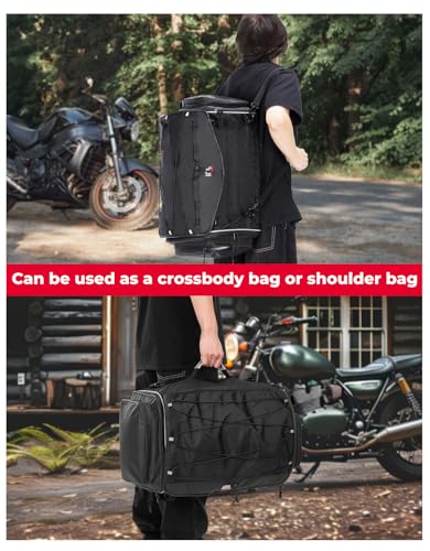 KEMIMOTO Motorcycle Travel Luggage Bags, Expandable Large Capacity Motorcycle Tail Bag, Waterproof Rear Rack Trunk, Motor Pannier Bag with Rain Cover and Straps 50L - size: 50L