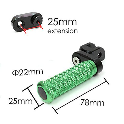 MC MOTOPARTS POLE Green CNC 25mm Extension Riser Front Foot Pegs Compatible with YZF R3 2015-2017 - color: Green, size: 25 mm Extension