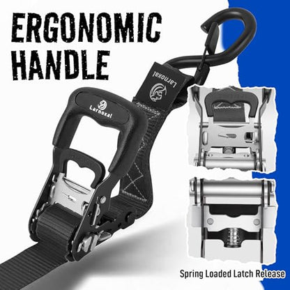Ratchet Straps, 1.5 inch x 8.2 ft(4 Pack) Heavy Duty Tie Down Straps, Ratchet Tie Down Straps with Soft Loops-5,208 lbs (Black) - color: Black, size: 8.2 Ft