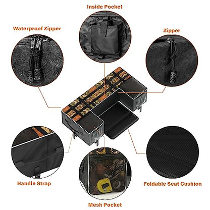 SUNPIE ATV Soft Cargo Bags with Seats Cushion Pad with Upgrade Zipper, Fourwheel Rear Rack Cargo Bag Compatible with Sportsman 450 500 570 Scrambler TRX FourTrax Outlander 570 Suzuki - color: Camo
