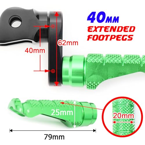 MCMOTOPARTS R-FIGHT Green Front Footpegs 1.5 inch Extended Foot Pegs Compatible with ER-6F 2006-2008 06 07 08 - color: Green, size: 1.5 inch Extension (40mm)