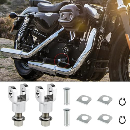 Motorcycle Foot Pegs Mount Supports Compatible with Harley Softail FX FXST FXR Low Rider Sport Glide Footrest Mounting Clevis Hardware Kit (Silver) - color: Silver