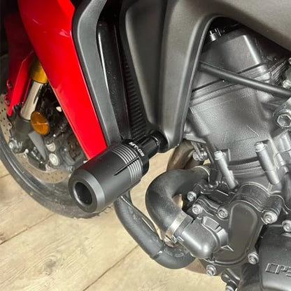 CNC Motorcycle Frame Sliders Crash Protector Pad Falling Protection Compatible With MT09 2025 2024 MT-09 2023 MT09 SP 2021 TRACER 9 GT FZ09 (Black) - color: Black