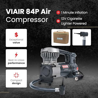 VIAIR 84P - 00084 Tire Inflator Portable Air Compressor for Car, Truck & SUV | 12V On/Offroad Heavy Duty Pump 60 PSI, Cigarette Plug, Press-On Chuck - size: Clip on Chuck, style: Analog Manual/Press On