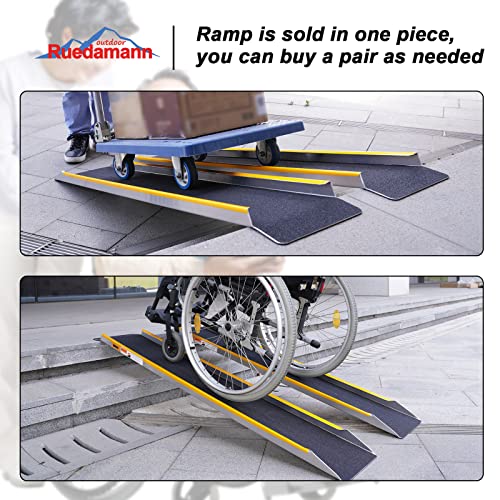 Ruedamann 60" Aluminum Shed Ramps for Lawn Mowers, 1PC 5' Long Lightweight Sturdy Non-Slip Loading Ramps with Grit-Coated Surface, Truck Bed, Motorcycle, ATV, UTV, Trailer, 600 lbs Capacity - size: 60'' - 600 lbs