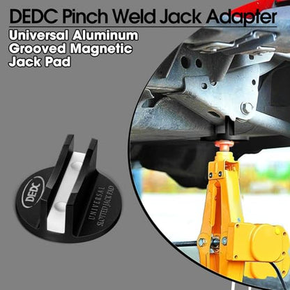 DEDC Universal Aluminum Grooved Magnetic Jack Pad Black 1 Pc, Jacking Puck Pinch Weld Frame Rail Adapter, Jack Accessories for Mechanics - size: Black 1 Pc