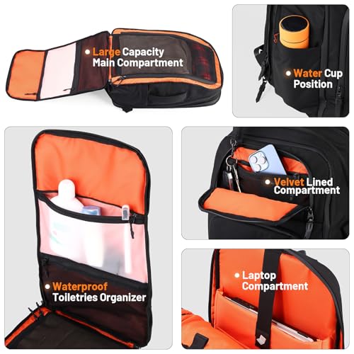Oumurs Motorcycle Helmet Backpack for Long Travel with 30-40L Expandable Large Capacity Laptop Backpack Water-resistant Black 600D Polyester - color: 40l Black