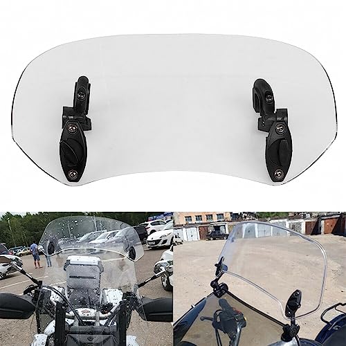Clear Adjustable Clip On Variable Windscreen Extension Spoiler Blade Wind Deflector for Harley Suzuki Y-amaha B-MW H-onda K-awasaki With Windshield Models - size: Clear # Small