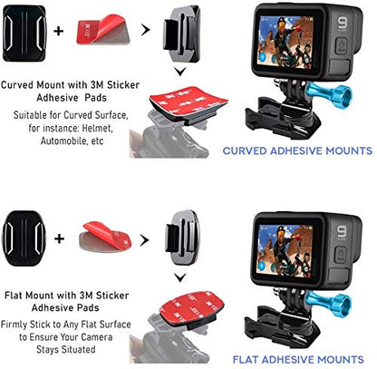 MiPremium Helmet Buckle Mount Adapter for GoPro Hero 13 12 11 10 9 8 7 6 5 4 3 Black Silver Session & Other Action Camera Accessories. 360 Degree Quick Release Swivel Mounting Accessory & Thumbscrew