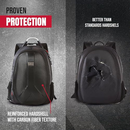 OG Original GetAway Motorcycle Backpack Waterproof, Man, Hard Shell, Large Capacity, Expandable 35L-45L, Motorbike Helmet Bag, Helmet Rucksack, Antitheft, Reflective, USB, Laptop - style: Getaway