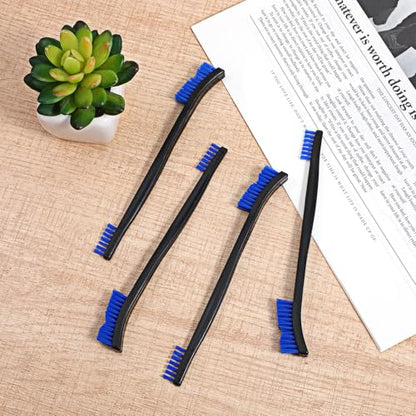 4 Pcs Small Cleaning Brush, Double-Ended Nylon Brush, Jewelry Cleaning Brushes for Detailed Cleanings of Jewelry, Cars, Kitchen, and Spaces - color: Blue Brush Head