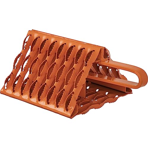 Buyers Products WC091061 Orange Powder Coated Galvanized Serrated Wheel Chock with Built-in Handle, 9 x 10 x 6 Inch, Extra Grip for Off-Road, Ice & Snow Conditions; Stable Tire & Trailer Chock
