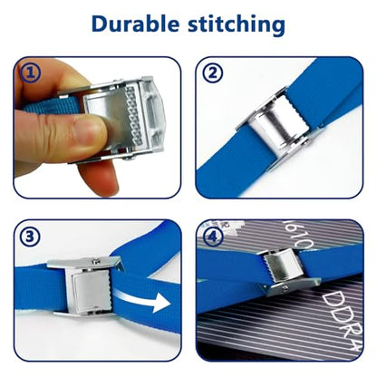10 Pack Lashing Straps with Buckles Adjustable, 1" x 78" Cam Buckle Tie Down Straps for Securing Luggage, Cargo, Bicycles, Motorcycles(Light Blue) - size: Light Blue 1" x 78"