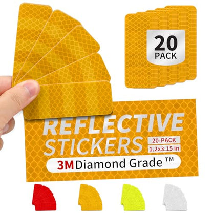 20 Pcs Super Reflection Reflective Stickers Made of 3M DG3, Yellow Outdoor Waterproof Safety Reflective Tape for Car/Bike/Mailbox/Helmet/Truck - Safety Stickers Yellow - color: Fluorescent Yellow 20pcs