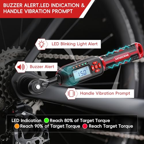 40-Piece 1/4-Inch Drive Electronic Torque Wrench Set, 1-22 Ft.lb (1.5-30 N.m), with Buzzer & LED Indicator, Bits & Sockets for Bicycle, Motorcycle, Lug Nut Maintenance - size: 1/4" 40pcs-Bike 1.5-30N.m/1-22Ft.lb