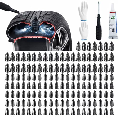 200pscrubber Nail tire Repair kit,tire Repair kit Rubber Nail, Easy Install Puncture Repair Screws,Applicable to Emergency Tire Fix for Cars, Motorcycles, SUVs, Trucks - color: 200PCS