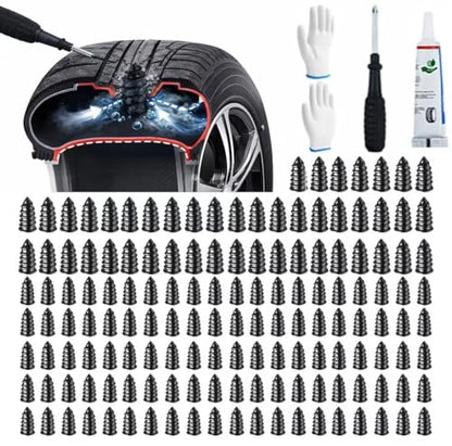 200pscrubber Nail tire Repair kit,tire Repair kit Rubber Nail, Easy Install Puncture Repair Screws,Applicable to Emergency Tire Fix for Cars, Motorcycles, SUVs, Trucks - color: 200PCS