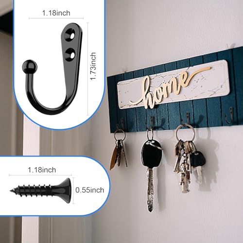 15 Pcs Black Coat Hooks - Wall Hooks for Closet Hanging, Multi-Room Use (Bathroom/Bedroom/Kitchen), Holds Coats/Towels/Scarves/Hats/Keys/Cups, Includes 30 Screws - color: 15pcs hook + Black