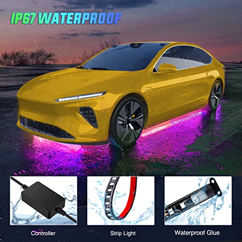 Nilight 4Pcs Car Underglow Neon Accent Strip Lights 256 LEDs RGB Multi Color DIY Sound Active Function Music Mode with APP Control and Remote Underbody Light Strips - color: 4Pcs Underglow Light Strip w/Remote+APP