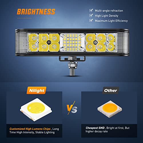 Nilight Side Shooter LED Light Bar / Pods 2PCS 6.5 Inch 60W Flood Spot Beam Combo Fog / Driving Light Work Light for Truck ATV UTV Boat, 2 Years Warranty - color: 2Pcs Side Shooter Lights