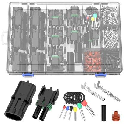 Weather Pack 2 Pin Connectors Kit 20 Sets Automotive Waterproof Electrical Connectors Sealed Male & Female Terminals with Removal Tool Fits 18–14 AWG for Car Truck Marine Motorcycle - size: 2pin 20sets/18-14AWG