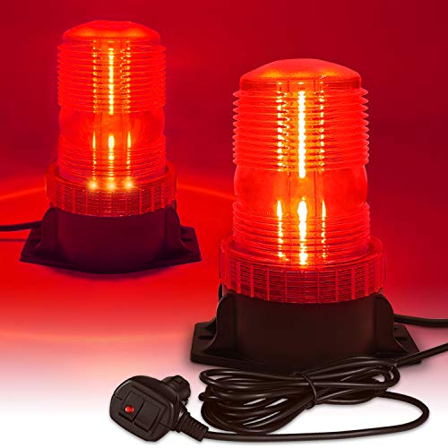 LED Strobe Light, 12V-24V Warning Emergency Safety Flashing Beacon Lights with Magnetic and 16.4 ft Straight Cord Vehicle Forklift Truck Tractor Golf Carts UTV Car Bus (1 PCS, Red) - color: Red, size: 1 PCS