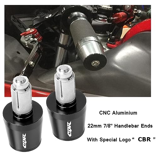 2pcs Motocycle Handlebar Grip Ends 7/8" 22mm for H-onda CBR60F CBR125R CBR150R CBR250R CBR400 NC23 NC29 CBR600 F2 F3 F4 F4i CBR600RR CBR900RR CBR954RR CBR1000RR (Black) - color: Grip End - Black