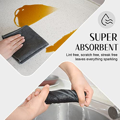 SINLAND Microfiber Rag Absorbent Cleaning Cloth Kitchen Dish Cloth Quick Dry Streak Free Dish Rags Glass Cloths 12inchx12inch 20 Pack Grey - color: Greyx20