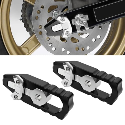 Canitu 2Pcs Black Swingarm Tensioner Axle Adjusters, Billet Aluminum Motorcycle Rear Axle Chain Spool Mods Chain Adjusters Adjusting Tool for Honda Grom 125 2014-2021 - color: BLACK