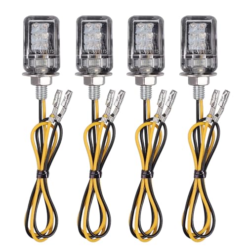 Justech 4 PCS Motorcycle Turn Signal Light, Universal 6LEDs Motorcycle Turn Signals Led Kit, DC 12V Waterproof Motorcycle Motorbikes Mini Turn Signal Indicator Amber Blinkers M6