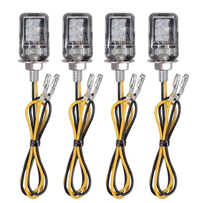 Justech 4 PCS Motorcycle Turn Signal Light, Universal 6LEDs Motorcycle Turn Signals Led Kit, DC 12V Waterproof Motorcycle Motorbikes Mini Turn Signal Indicator Amber Blinkers M6