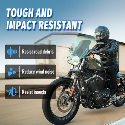 Motorcycle Universal Windshield 16.7” Windscreen Compatible with Yamaha Harley Honda Kawasaki Suzuki BMW Vulcan Cruiser Wind Deflector with 7/8" 1" 1 1/8" Handlebars, Black - color: Black