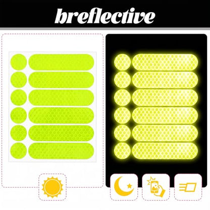 12PCS Reflective Helmet Tape, Yellow Reflective Motorcycle Helmet Decals Night Visibility Reflectiv Safety Decals Motorcycle Helmets Stickers for Motorcycles Scooters Bike Helmets